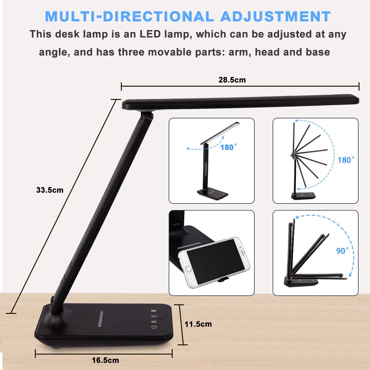 Multi Directional LED Desk Lamp - LCD Display