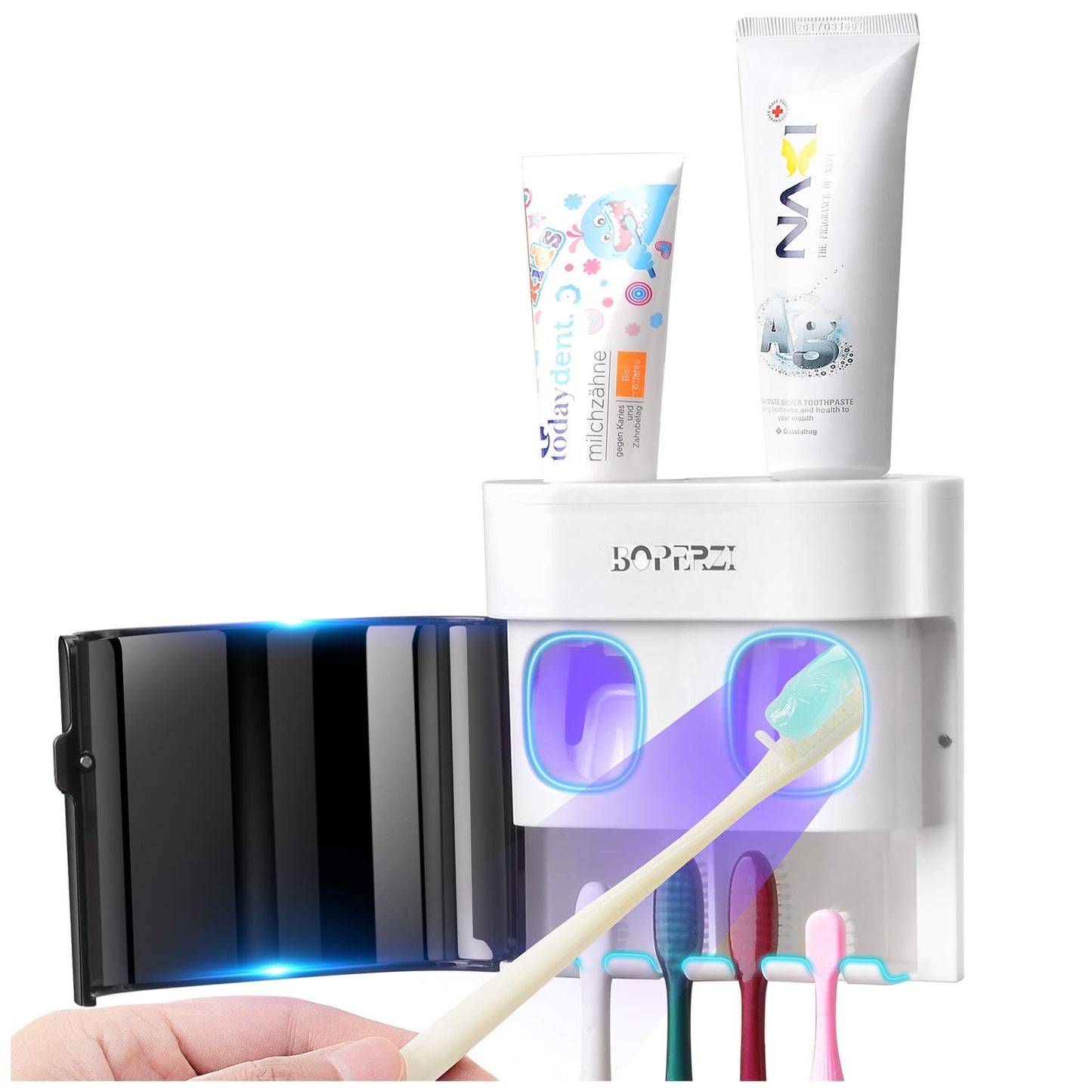 Toothbrush Holder Wall Mounted Automatic Toothpaste Dispenser