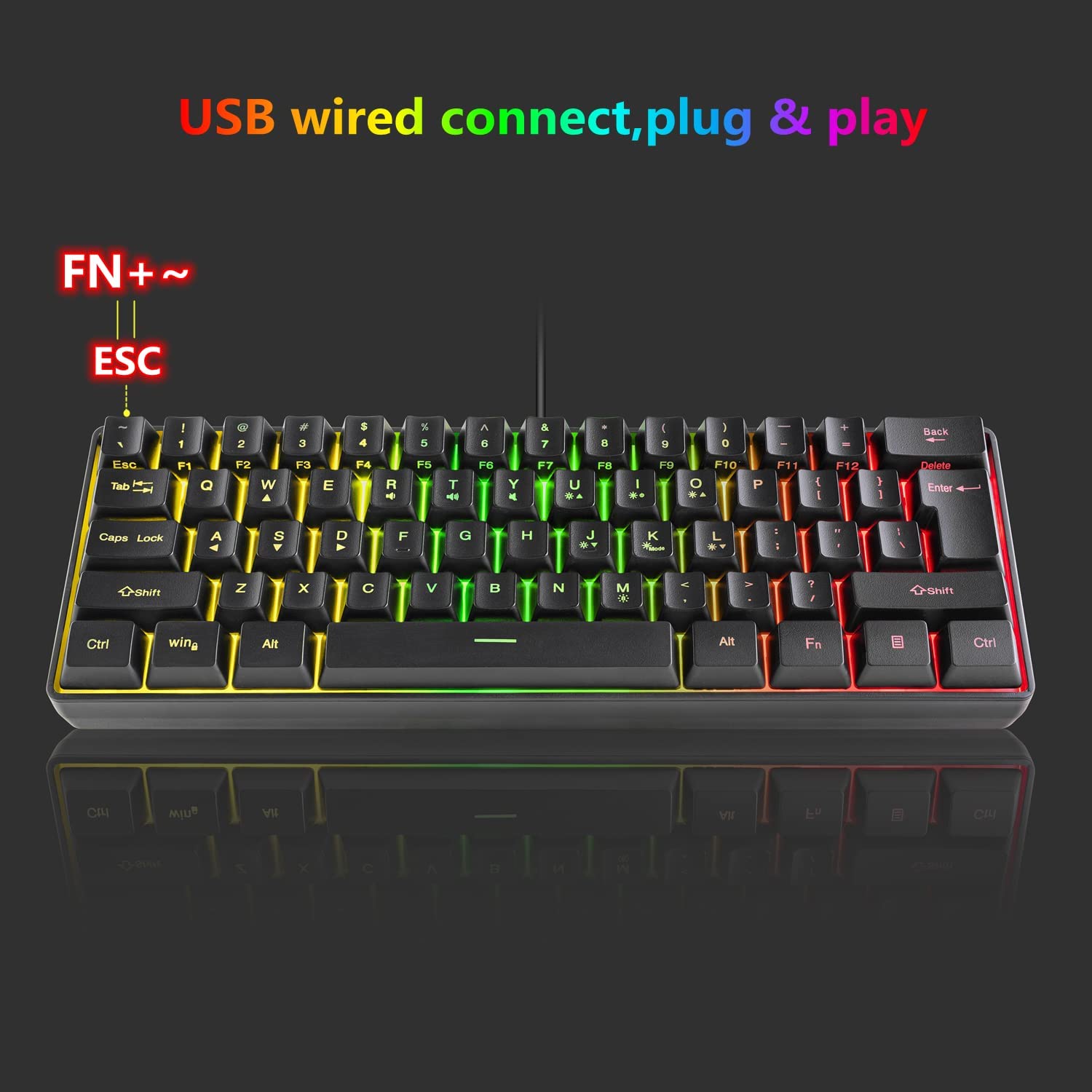 USB Wired Keyboard - 61 Keys