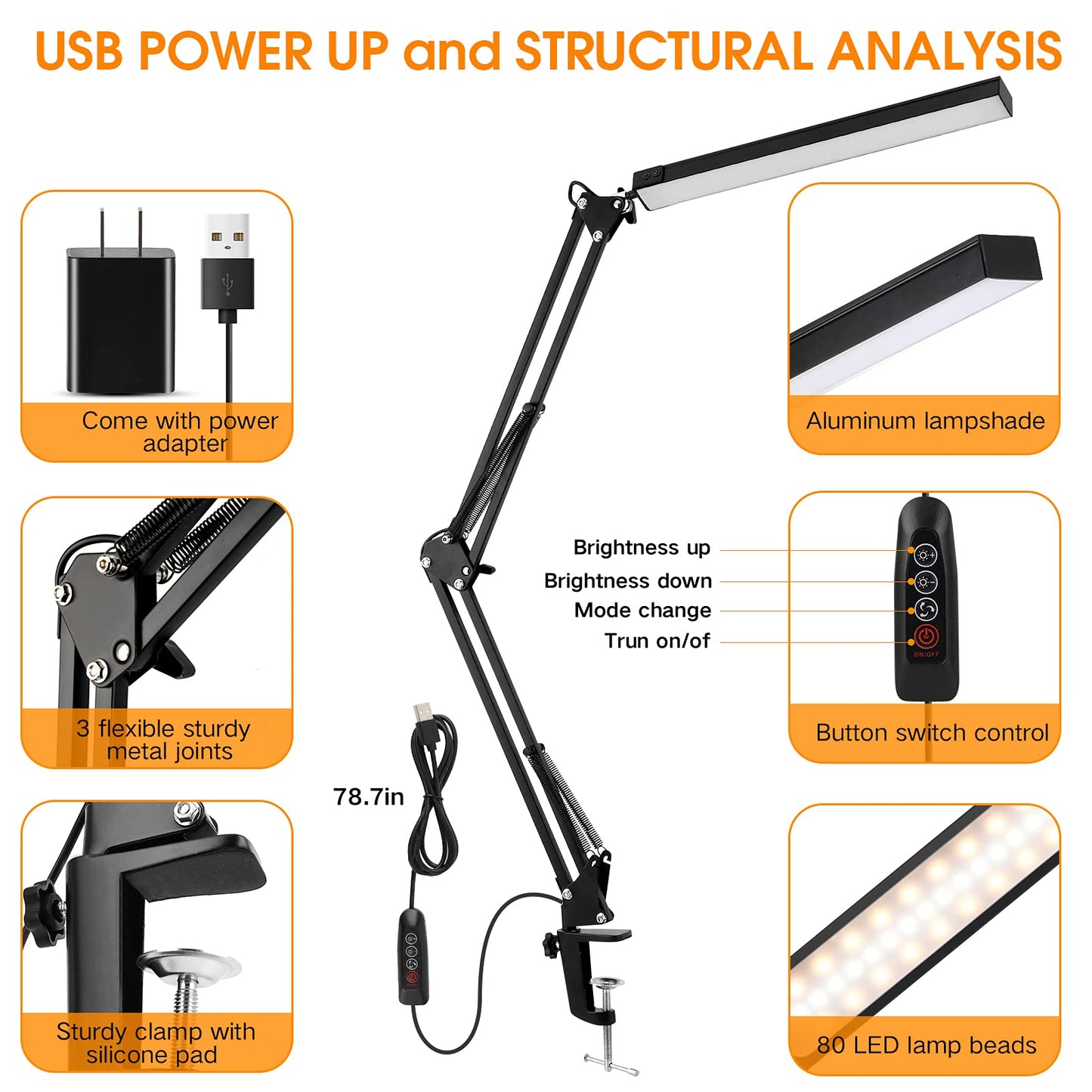 3 Color Mode Eye Caring LED Desk Lamp 