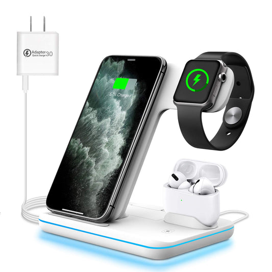 3-In-1 Wireless Charger - White