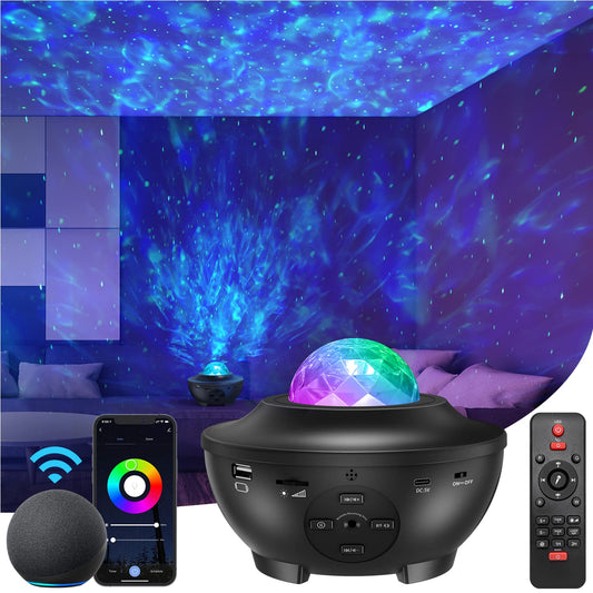 Galaxy Projector Star Projector with Bluetooth, Night Light Projector for Kids Adults ,Work with Alexa & Google Assistant,Star Light Projector for Bedroom Decor/ Ceiling/Party (Black) Black-01