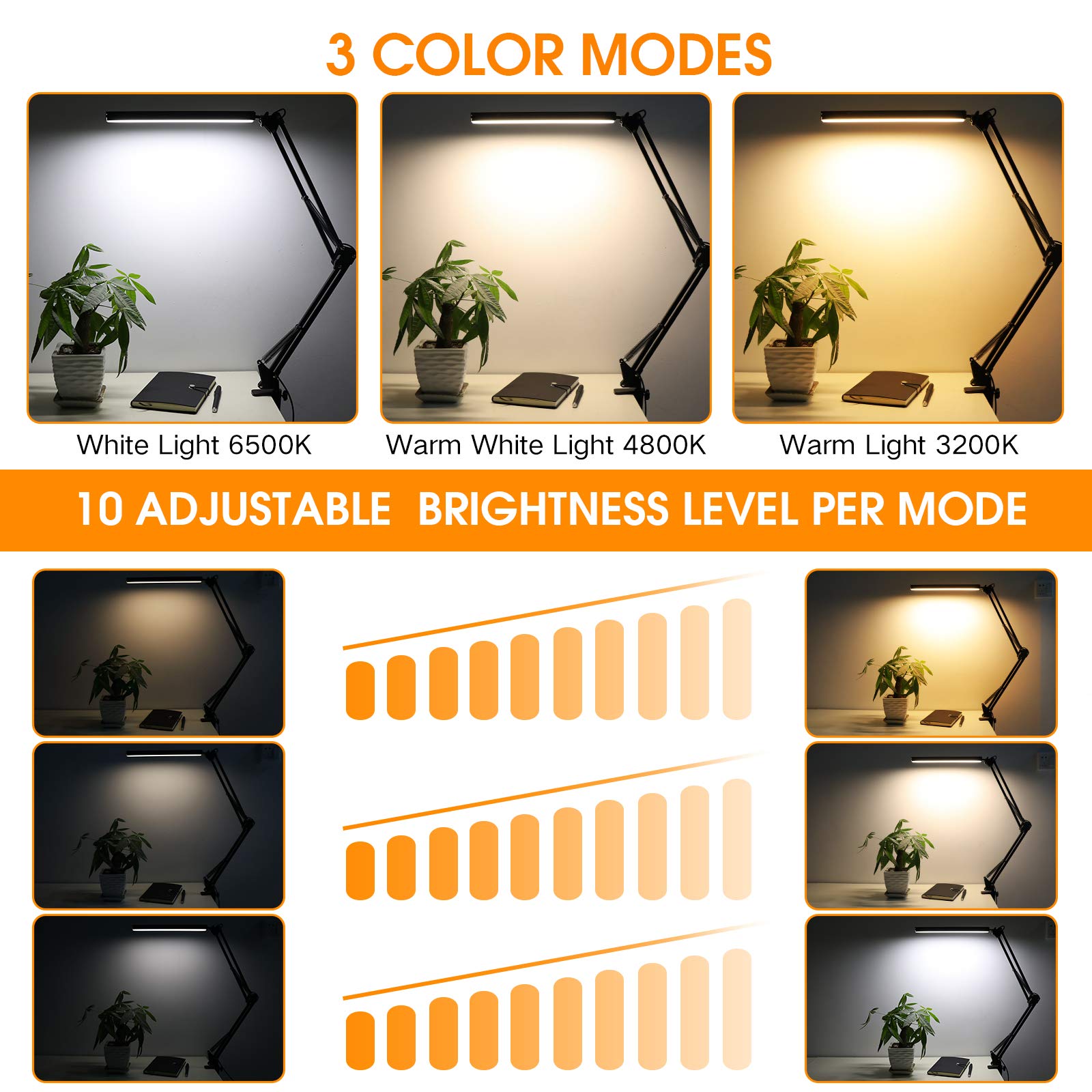 3 Color Mode LED Desk Lamp - 14W