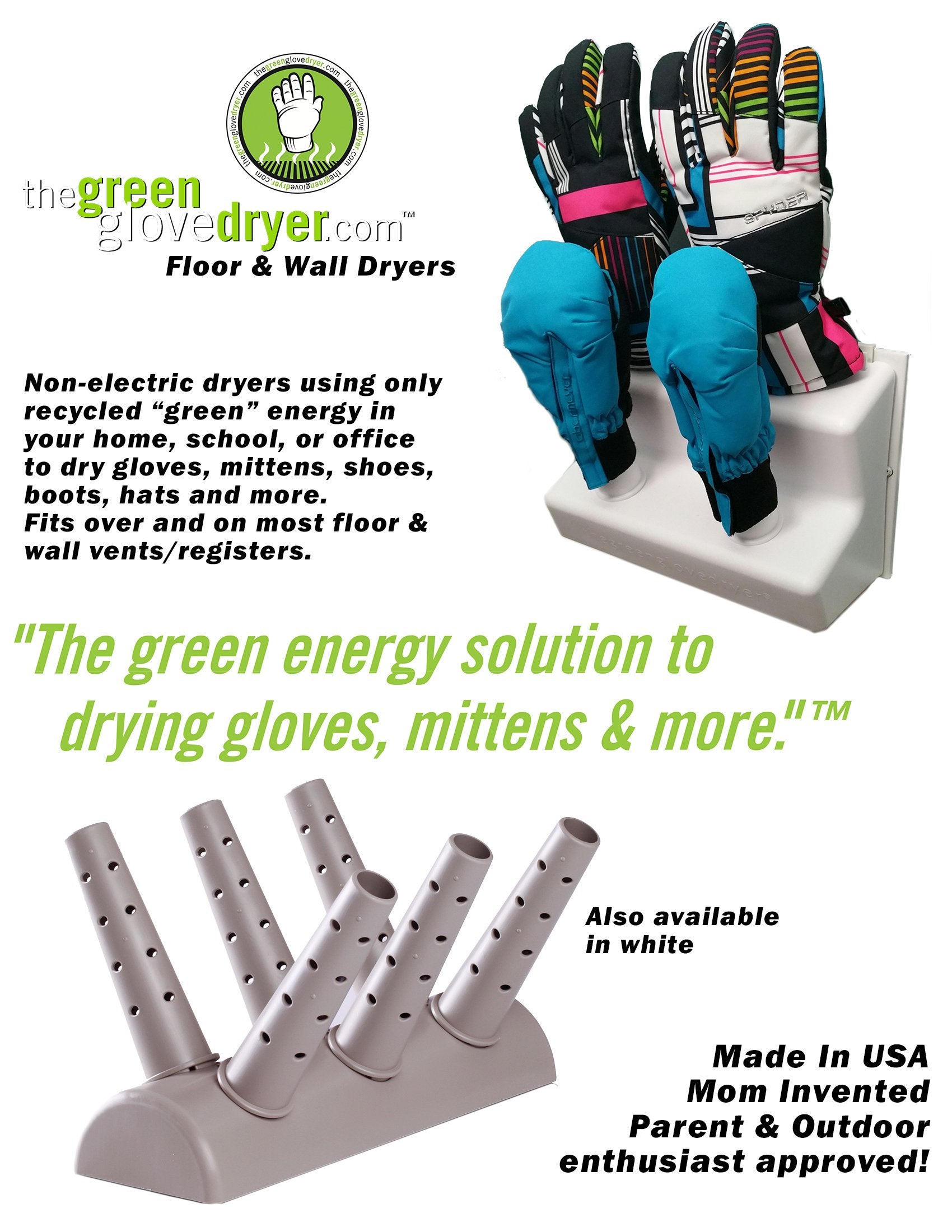 Green Glove Dryer for Hats, Gloves, Shoes